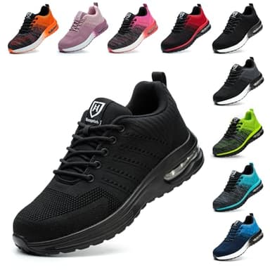 Baofular Safety Trainers Men Womens Steel Toe Trainers Lightweight Comfortable Safety Shoes Work Trainers Non Slip & Breathable Black 6 UK 40 EU 250
