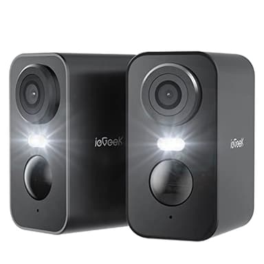 ieGeek No Monthly Fee 2K Wireless Security Camera Outdoor Colorful Night Vision, Rechargeable Battery CCTV Camera Systems, WiFi Home Security Camera, Motion Detection, Siren Floodlight,2 Pack/2PCS Set
