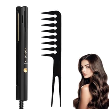 Hair Straighteners, Black Hair Straighteners for Women, Mini Hair Straightener, 4-Speed Temperature, Portable Hair Straighteners, Hair Straighteners, Suitable for Long and Short Hair, with Comb
