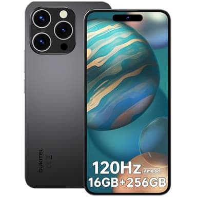 OUKITEL P1 Mobile Phones Android 14-6.7" FHD+ AMOLED Display Smart Phone 24GB RAM+256GB ROM/2TB, Octa Core, 5150mAh 50MP+32MP, 4G Dual SIM Free Unlocked, Fingerprint&Face ID/GPS/NFC/OTG, Black