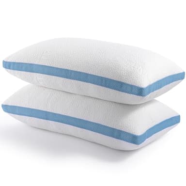 Hiimgo Pillows 2 Pack Shredded Memory Foam Pillow for Comfortable Sleeping, Hypoallergenic and Cooling Bed Pillow, Standard Size, Machine Washable (48x74 cm, 1 Pair)