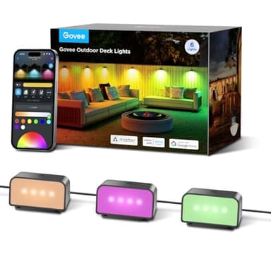 Govee Outdoor Decking Lights, RGBIC Fence Lights with White Light, IP65 Smart Step Lights, Works with Alexa and Matter, for Patio, Yard, Wired 6 Packs