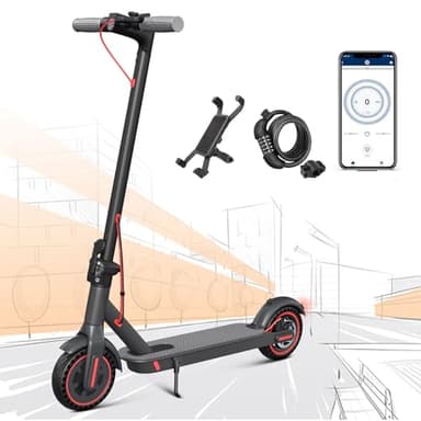 8.5” Electric Scooter, 350W Motor Electric Scooters Adult with 36V 10.4Ah Battery, 20-35KM Range, 8.5”Solid Tires, Up to 15.5MPH, 3 Speed Mode, Foldable Electric Scooters with App Control