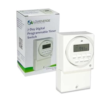 Lowenergie 7-Day Digital Programmable Wall Timer Switch, 16A 3000 watts, for Immersion Heaters Lighting & Energy Storage Charge Control