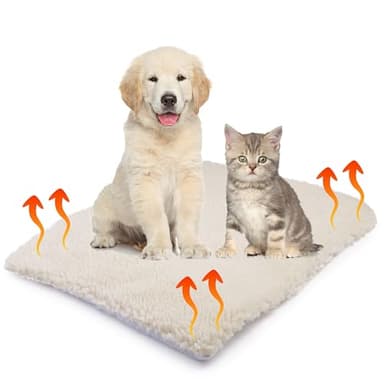 SIMPLY 4 PETS Self Heating Bed for Dogs & Cats - Super Soft Self Warming Heated Pad for Pets - Non-Slip Dog Heat Pad Cushion with Faux Fur Cover - Machine Washable, Thermal Pet Mat (48 x 38 CM)