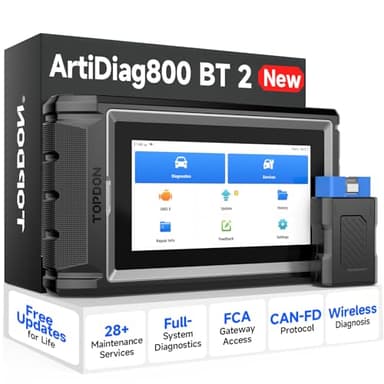 TOPDON ArtiDiag800 BT 2, All-System Diagnostic Tool, 28+ Maintenance Functions, FCA Gateway Access & CAN-FD Protocol, Bluetooth Wireless Diagnosis, Free Lifetime Update