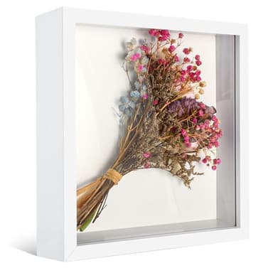 3D Shadow Box Frame, Deep Picture Frame Made of Delicate Wood Frame and Acrylic Transparent Panel to Ensure Durability and Clarity, for Crafts, Anniversary, Wedding, Graduation (20x20cm)