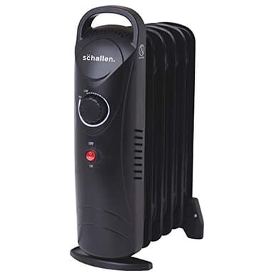 Schallen 800W 6 Fins Portable Electric Slim Oil Filled Radiator Heater with Adjustable Temperature Thermostat, 3 Heat Settings, Modern Home Heating, Fast Heating (Black, 800W)