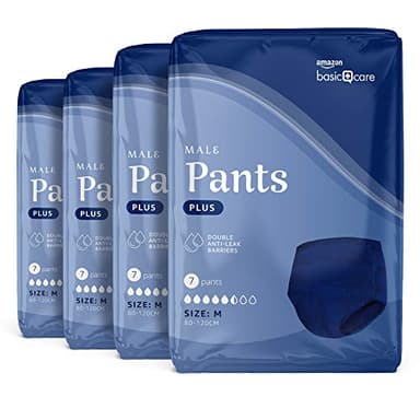 Amazon Basic Care Men’s Pants Plus Medium, 28 Count (4 Packs of 7), Blue