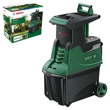 Bosch Quiet Garden Shredder AXT 25 D (2500 W; Suitable for Tough wood and Thorny Shrubs; Integrated Collection Box 53L; in Carton Packaging)