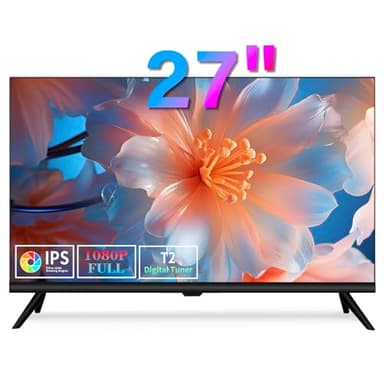 ZOSHING TV 27 inch,Full Viewing Angles 1080P HD,Small Kitchen Wall-Mounted Digital TV-HDMI/USB Ports-Dual Power DC-12V& AC Adapter Inputs for Your Caravan & Bedrooms