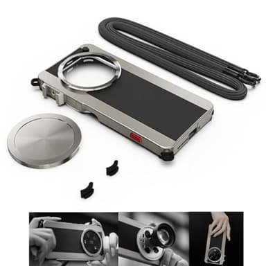 ZTIANFOTO Fotorgear Retro Camera Phone Case for Xiaomi 14 Ultra - Titanium Grey Mechanical Closure Metal Housing Detachable Hot Shoe Mount Lens Mount Adjustable Lanyard