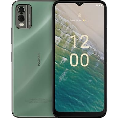 Nokia C32 6.5” HD+ Smartphone with 4GB RAM/64GB ROM, 50MP/8MP cameras, 5000 mAh 3-day Battery Life, Toughened Glass back, IP52 Rating, Fingerprint sensor & Face unlock, Android 13, Dual SIM - Green