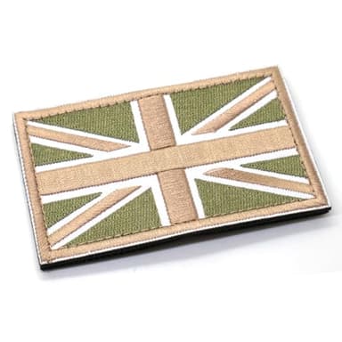 Green and Tan Union Jack Flag Patch British Military Hook and Loop Emblem 8x5cm Army Airsoft Badge MTP Multicam CP UK