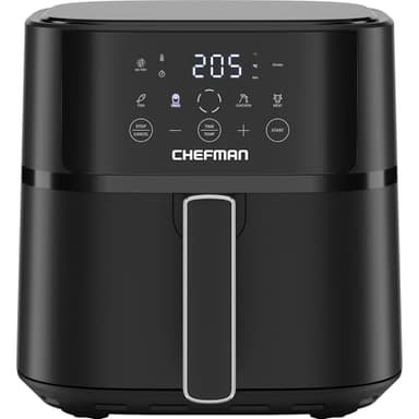 Chefman 5.7L Air Fryer, Touch Controls with 4 Presets, Compact Air Fryer with Hi-Fry Technology for Extra Crisp, Quick & Easy Meals, Nonstick & Dishwasher Safe Basket, Black