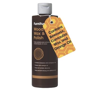 Furniture Clinic Natural Wood Wax & Wood Polish - Beeswax Polish for Wood With Added Orange Oil & Carnauba Wax - Clear Finish for Finished & Unfinished Wood - Wood Polish For Furniture & More - 500ml