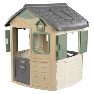 Smoby - Life Neo Jura Lodge Playhouse (115 x 123 x 132 cm) with 31% Recycled Content includes Bird Feeding Station - Outdoor Children's House for Kids