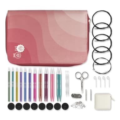 KnitPro Zing Interchangeable Needle Set – 11 x 13cm Circular Knitting Pin Pairs with Accessories Zing Regal Set, Colour Coded for Beginners, Professionals & Gift Set