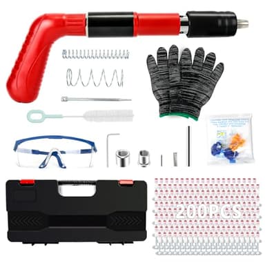 Manual Mini Nail Gun, 5 Gears Concrete Nailer with 200 Round Nails, Nail Gun Kits for Ceiling/Wire Hider/Fixture, Portable Install Fastener Nail Tools