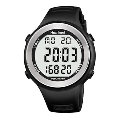 Waterproof Pedometer Watch for Senior Non Bluetooth No App Required Sport Watch with Step Counter Calories and LCD Large Numbers (black)