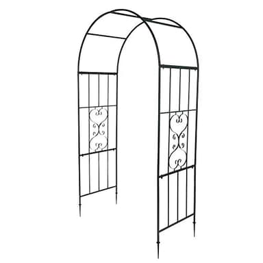 Bonnlo Metal Garden Arch Heavy Duty Strong Tubular Arbour, Durable Wrought Iron Trellis Garden Decorations Outdoor for Climbing Plants for Patio Lawn Wedding Party