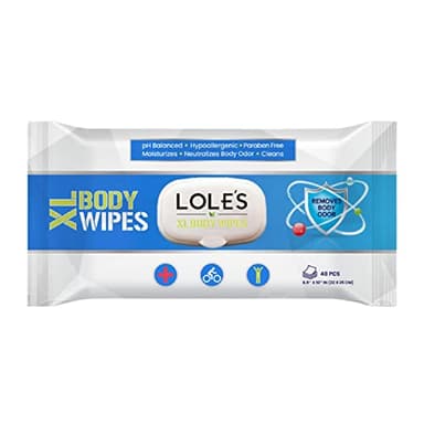 LOLE'S XL Body Wipes - Cleansing No Shower Bed Bath Wet Wipes for Adults - Large & Fresh - Ideal for Camping, Gym, Travel, Hospital (1pk x 48)