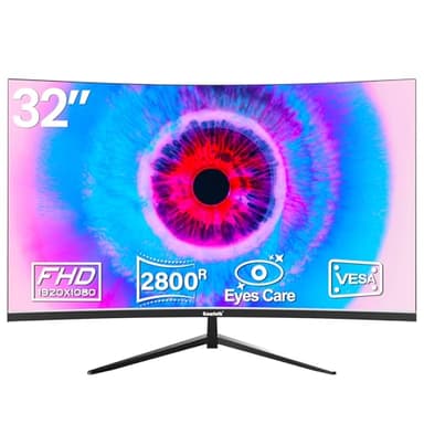 Gawfolk 32 Inch Computer Monitor, 75Hz Full HD 1920 x 1080p Curved Display, HDMI/VGA, Home Office Business PC Monitor Ultra-Thin Zero Frame