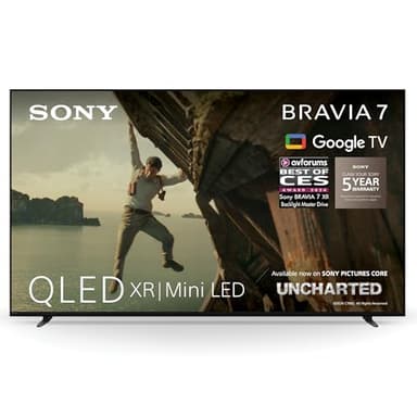 Sony BRAVIA 7 QLED (XR l Mini LED), K55XR70, 55 Inch 4K HDR Google Smart TV, Gaming Features for PlayStation 5, IMAX Enhanced, Dolby Vision Atmos, Chromecast, AirPlay, 120Hz, 5 Year Warranty