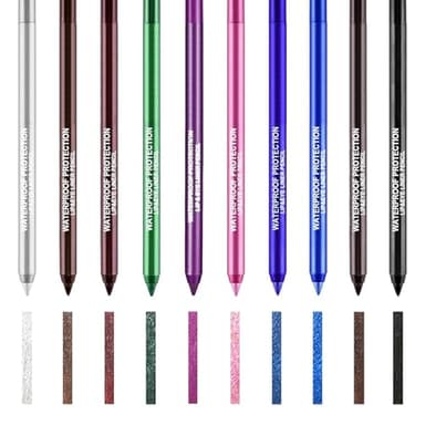 Eyeliner Pencil Set,Waterproof Long Lasting Smudge-proof Eye Liners,10 Color Eye Shadows Pen Eyebrow Pencil Eyeliner Eyebrow Lip Liner Pencil Eyeshadow Pencil Professional Eye Makeup Set