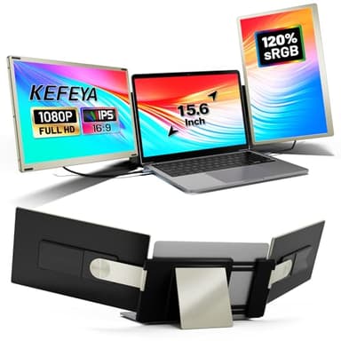 KEFEYA 15.6 Inch Laptop Screen Extender Laptops Come with HUB H5-T, 120% SRGB 1080P IPS Portable Monitor HDMI/USB-C Plug and Play Display Laptop Monitor Extender (Mac Windows Chrome)
