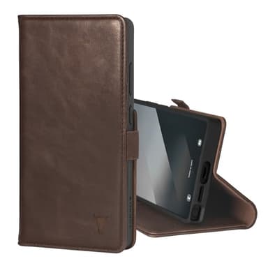 TORRO Leather Case Compatible with Samsung Galaxy S25 Ultra 5G 2025 – Premium Leather Wallet Case with Kickstand and Card Slots (Dark Brown)