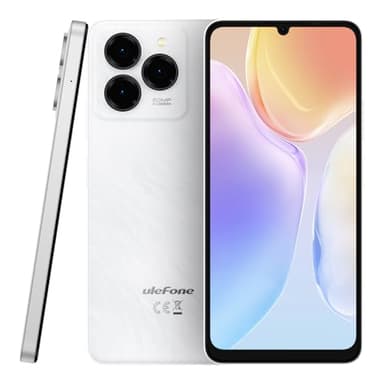 Ulefone Android 14 Mobile Phone Unlocked NOTE 20 PRO, 6.75'' HD+ Large Screen, 8GB RAM+128GB ROM, 50MP+8MP+2MP Camera, DUAL SIM-Free Smartphone, 6000mAh Battery, Fingerprint+Face Unlock GPS White