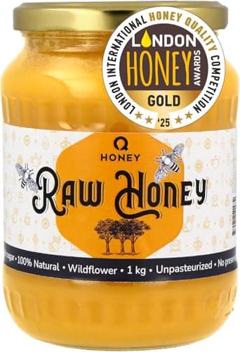 Q Honey, Pure, Raw Honey, Unpasteurised 1kg – Gold Award Winner of the 2025 London International Honey Quality Competition