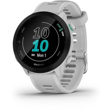 Garmin Forerunner 55 GPS 42mm Running Smartwatch, Easy to use, Lightweight, Training Guidance, Safety & Tracking Features, Whitestone