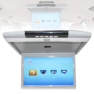 Car Overhead Flip-Down Monitor,17.3 Inch 16:9 Ultra-thin Digital TFT Screen 1080P Video Car Overhead Player Roof Mounted Monitor HDMI USB SD Port IR and FM,Grey