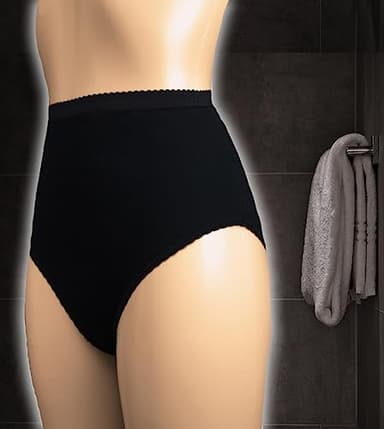 Ladies Protective Pant - Washable Incontinence Pant - Ideal for IBS - Waterproof Lined Brief - Eco-Friendly Underwear - Black and White