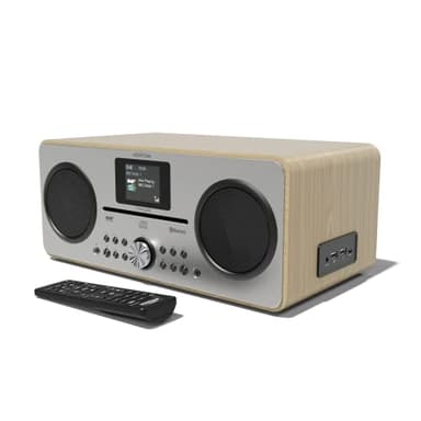 AZATOM Trinity Oak DAB/DAB+ Digital FM Radio, CD Player, Bluetooth Stereo Speaker System | USB MP3 Player, USB Charger, Alarm, Equalizer & Remote Control | Premium Sound