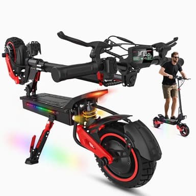 TYOKUM Electric Scooter,10.5" All Terrain Off-Road Electric Scooters Adult, 50-60 km Long Range, 48V 18Ah Battery E Scooter, Dual Suspension Dual Disc Brake Foldable e-scooter 150 kg Load Gifts
