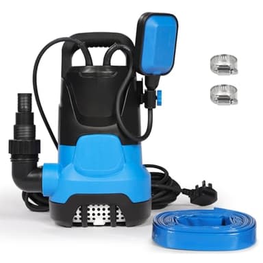 Submersible Electric Pump with 10M Hose, 400w 7500L/H, Float Switch for Clean & Dirty Water, Hot Tubs, Pools & Gardens