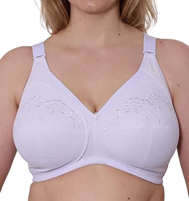 Womens White Plus Size Non Wired Unpadded Full Support Cotton Rich Comfy Bra