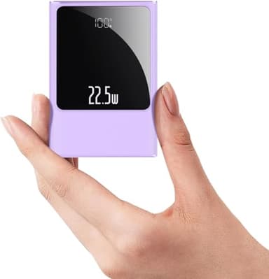 22.5W Super Fast Power Bank 10000mAh USB C Outputs & Inputs Portable phone Charger Mini Battery Pack Compatible with iPhone Samsung Tablet and More (Purple)