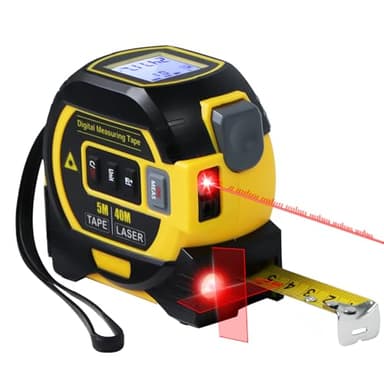 Fitdays 3-in-1 Laser Tape Measure with Cross Line Level - Digital Laser Measurement Tool 131ft/40m, Auto-Leveling LCD Display,in/ft/m Units |16ft/5M Tape&Type-C Rechargeable for Construction/DIY