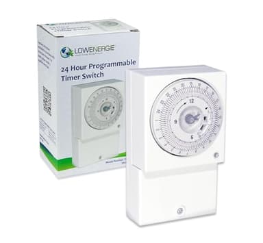 Lowenergie 24hr Mechanical Wall Timer Switch, 16A 3000 watts, for Immersion Heaters Lighting & Energy Storage Charge Control