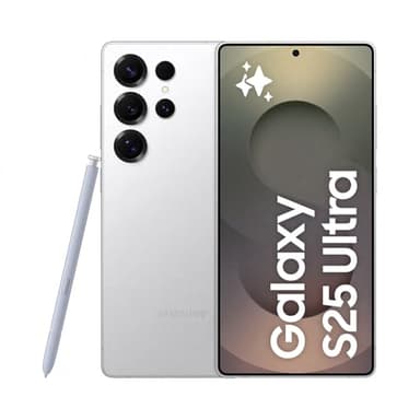 Samsung Galaxy S25 Ultra AI Smartphone, Galaxy AI, 12GB Memory, 256GB Storage, 200MP Camera, S Pen Included, Titanium Whitesilver, 3 Year Manufacturer Extended Warranty (UK Version)