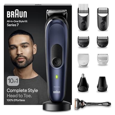 Braun All-in-One Style Kit Series 7 MGK7410, Beard Trimmer Men Rechargeable, 10-in-1 Kit for Hair Clippers Men Cordless, Beard Trimmer for Men, Hair and Beard Trimmers for Men, Manscaping