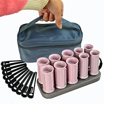 Hakeeta 10Pcs Heated Hair Rollers, Professional Electric Heated Curlers, ABS Plastic, Grey, Wave, Hair Roller, 380000031
