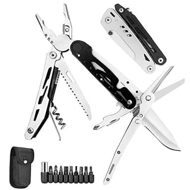 HONZIN Multitool 12 in 1 Multifunctional Pliers, Multi Tool Foldable Pliers with Upgraded Scissors Screwdriver Set Bottle Opener, Stainless Steel Multitools for Outdoor Camping Hiking, Gift for Men