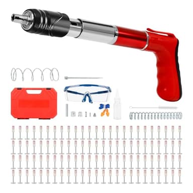 Manual Mini Steel Nail Gun, 5 Gears Adjustable Wall Nail Guns with 110 Round Nails, Concrete Nail Gun Rivet Tool for Cement Wall Ceiling Wall Anchor, Wire Slitter