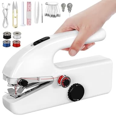 Mini Handheld Sewing Machine, Small Portable Electric Sewing Machines for Beginners, Quick Hand Stitching Machine for Fabrics & DIY Clothes Home and Travel, Compact & Lightweight, Easy to Use