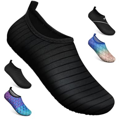WateLves Beach Swim Aqua Socks Barefoot Water Shoes Swimming Yoga Sea Snorkeling Diving Pool Women Mens Tw Black 6/7 UK